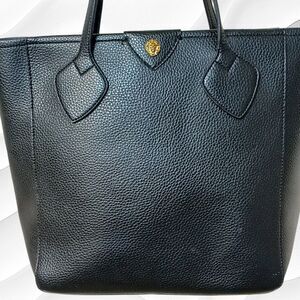 Anne Klein Georgia Tote Bag, Black Faux Pebble Leather, 9" Double Handle, GUC